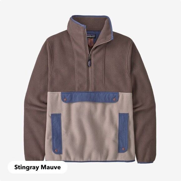 Patagonia Synchilla Fleece Anorak Brown Blue Mens XL New Stingray Mauve Jacket - Picture 1 of 3